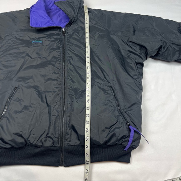 Vtg Columbia Mens Reversible Puffer Jacket Sz Large 90s Black/Purple Insulated - Picture 10 of 10